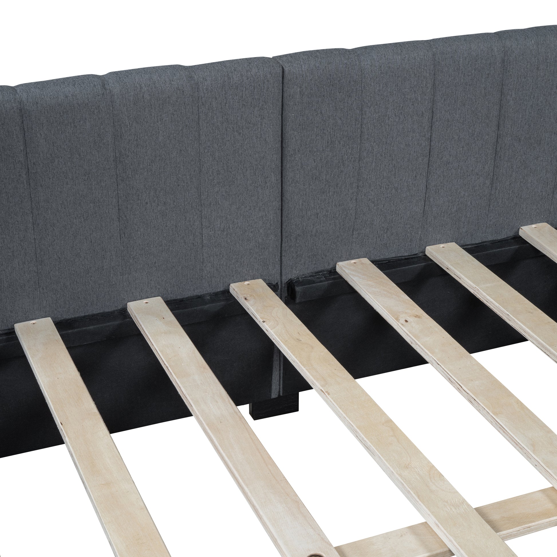 Full Size Upholstered Daybed With 2 Storage Drawers Sofa Bed Frame No Box Spring Needed, Linen Fabric Gray Gray Linen