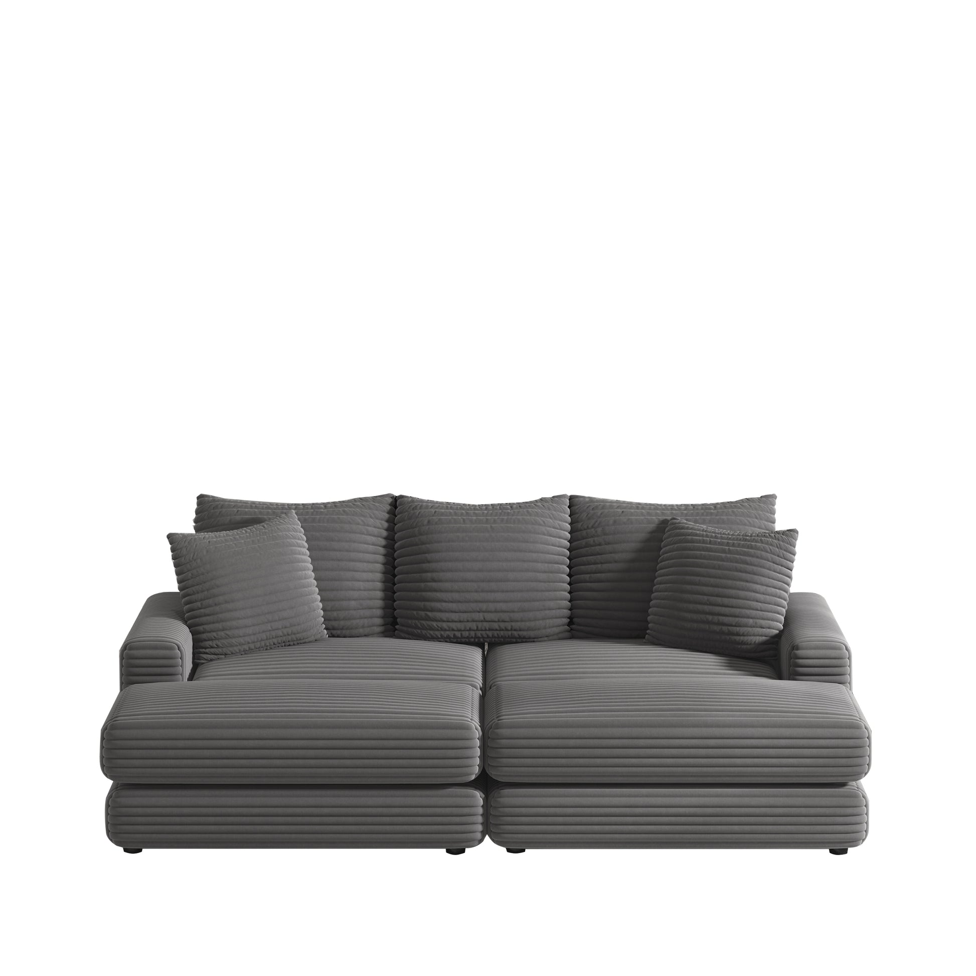 86.6 Inch Corduroy 3 Seater Sofa With 3 Back Pillows2 Toss Pillows And Two Ottoman ,Comfy Sofa Deep Seat Couch For Living Room Army Green Corduroy 3 Seat