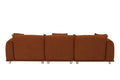 Originality Shapes Curry Lambswool Sherpa 4 Seater Sofa With Metal Legs, Solid Wood Frame Couch With 3 Pillows, Linear And Modular Version Design, Possibility Combined Armchair Current Style Brown