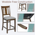 Dining Room Furniture Counter Height Chairs Set For 4, Kitchen Chair With Padded Seat, Walnut Wood Walnut Solid Back Seats 4 Dining Room Rubberwood Rubber Wood