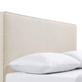 Sand Headboard With Self Welt Details Ivory Wood Bedroom Transitional Pine Bed Frame Foam Upholstered