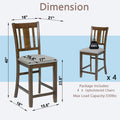 Dining Room Furniture Counter Height Chairs Set For 4, Kitchen Chair With Padded Seat, Walnut Wood Walnut Solid Back Seats 4 Dining Room Rubberwood Rubber Wood