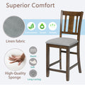 Dining Room Furniture Counter Height Chairs Set For 4, Kitchen Chair With Padded Seat, Walnut Wood Walnut Solid Back Seats 4 Dining Room Rubberwood Rubber Wood
