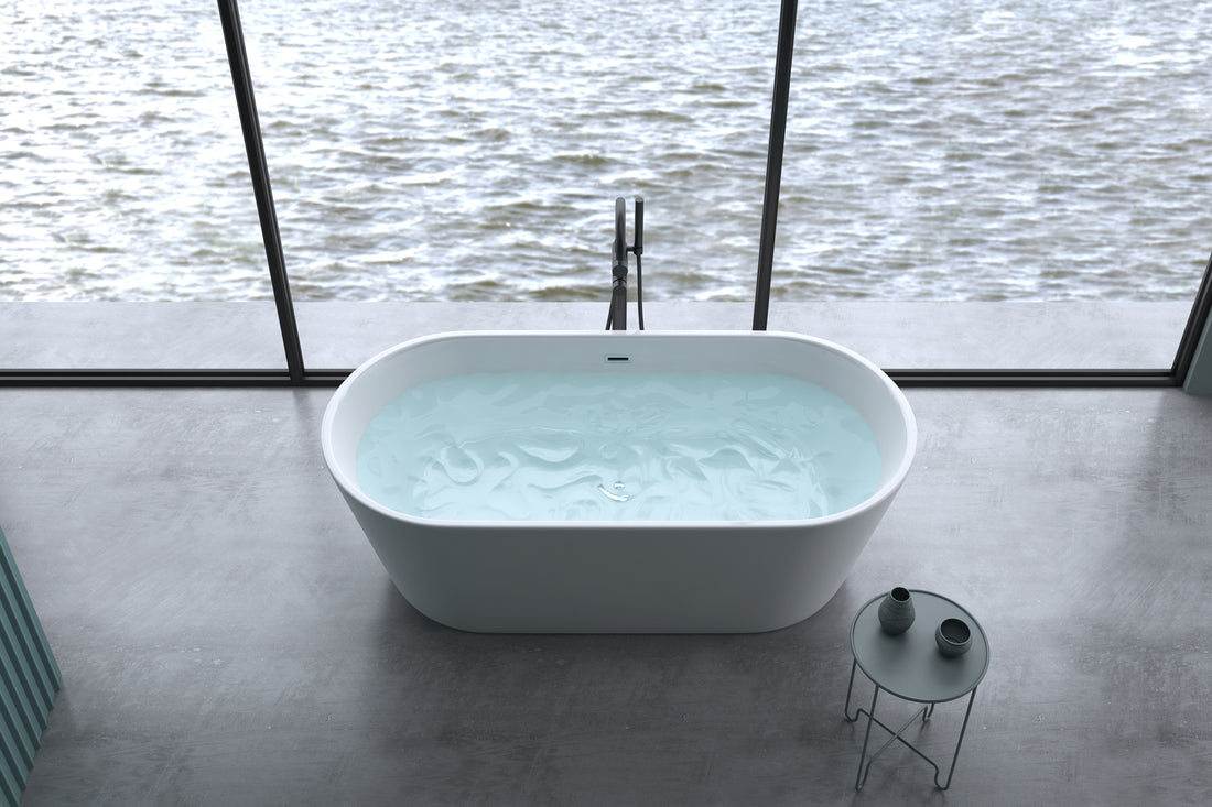 55" Acrylic Freestanding Bathtub, Contemporary Soaking Tub With Chrome Overflow And Drain, Cupc Certified For Quality Assurance, High Glossy White 24A02 55 Gloss White Acrylic