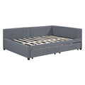 Full Size Upholstered Daybed With 2 Storage Drawers Sofa Bed Frame No Box Spring Needed, Linen Fabric Gray Gray Linen