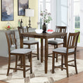Dining Room Furniture Counter Height Chairs Set For 4, Kitchen Chair With Padded Seat, Walnut Wood Walnut Solid Back Seats 4 Dining Room Rubberwood Rubber Wood