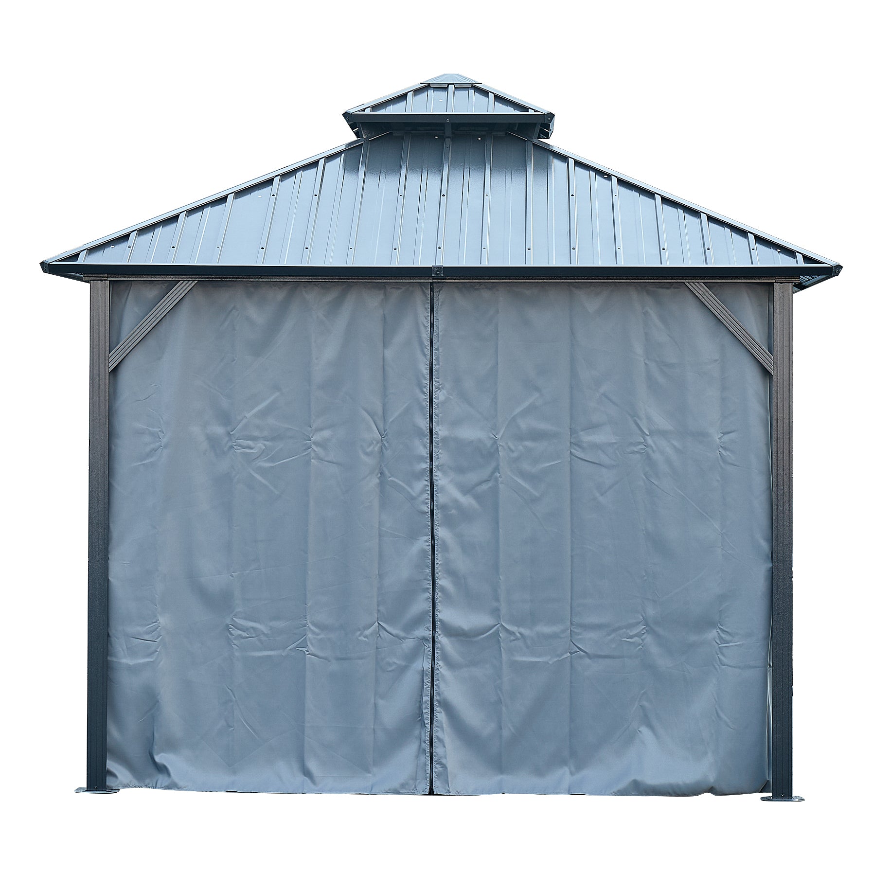 10*10Ft Patic Gazebo,Alu Gazebo With Steel Canopy,Outdoor Permanent Hardtop Gazebo Canopy For Patio, Garden, Backyard Gray Aluminium