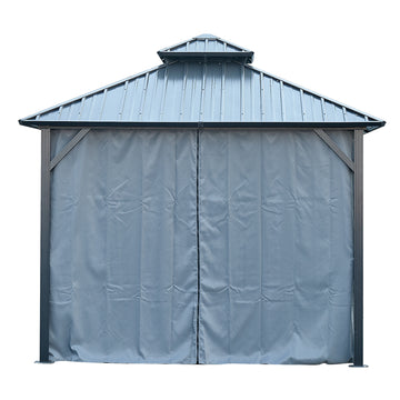 10*10Ft Patic Gazebo,Alu Gazebo With Steel Canopy,Outdoor Permanent Hardtop Gazebo Canopy For Patio, Garden, Backyard Gray Aluminium