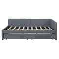 Full Size Upholstered Daybed With 2 Storage Drawers Sofa Bed Frame No Box Spring Needed, Linen Fabric Gray Gray Linen