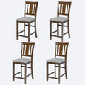 Dining Room Furniture Counter Height Chairs Set For 4, Kitchen Chair With Padded Seat, Walnut Wood Walnut Solid Back Seats 4 Dining Room Rubberwood Rubber Wood