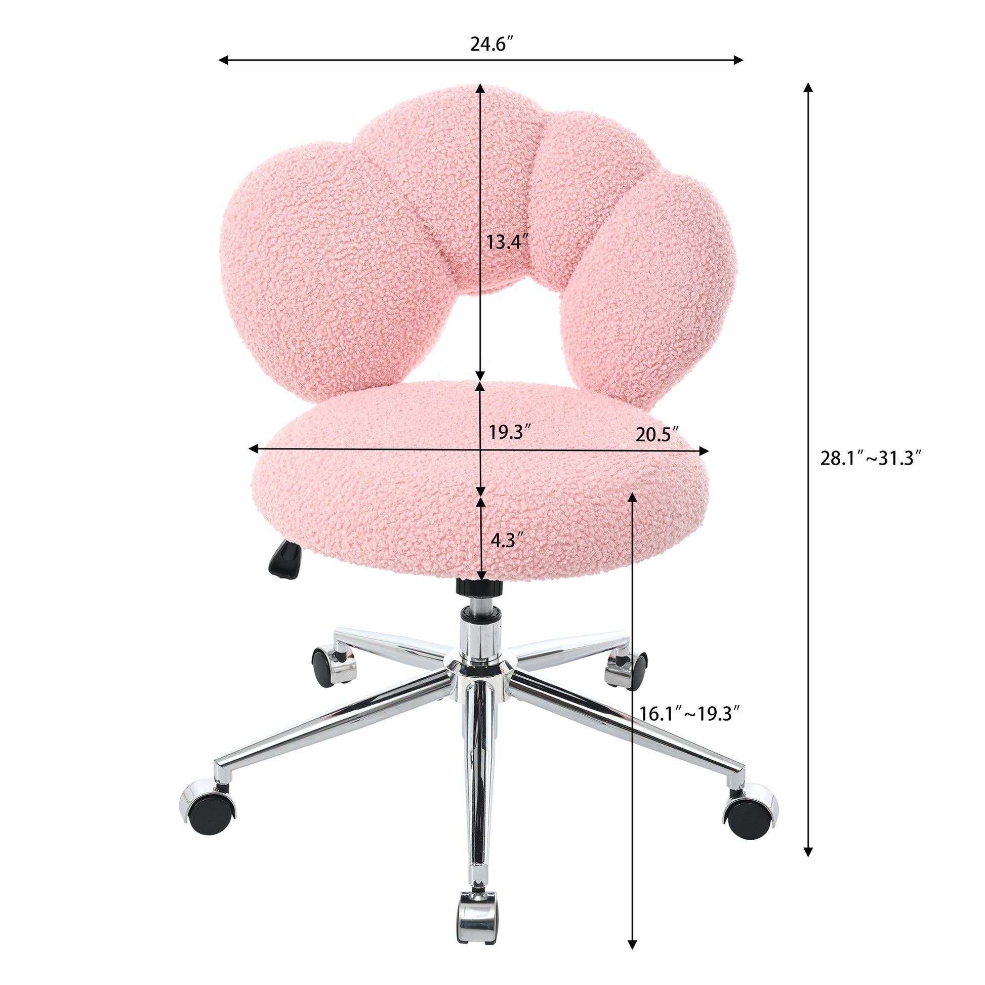 360 Swivel Height Adjustable,Swivel Chair,Teddy Fabric,Home Office Chair Pink Teddy