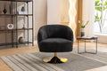 048 Chenille Fabric Accent Swivel Chair With Gold Metal Round Base,Black Black White Primary Living Space Modern Eucalyptus Foam Chenille