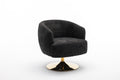 048 Chenille Fabric Accent Swivel Chair With Gold Metal Round Base,Black Black White Primary Living Space Modern Eucalyptus Foam Chenille