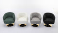 048 Chenille Fabric Accent Swivel Chair With Gold Metal Round Base,Black Black White Primary Living Space Modern Eucalyptus Foam Chenille
