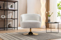 048 Chenille Fabric Accent Swivel Chair With Gold Metal Round Base,White White Primary Living Space Modern Eucalyptus Foam Chenille