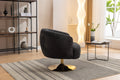 048 Chenille Fabric Accent Swivel Chair With Gold Metal Round Base,Black Black White Primary Living Space Modern Eucalyptus Foam Chenille
