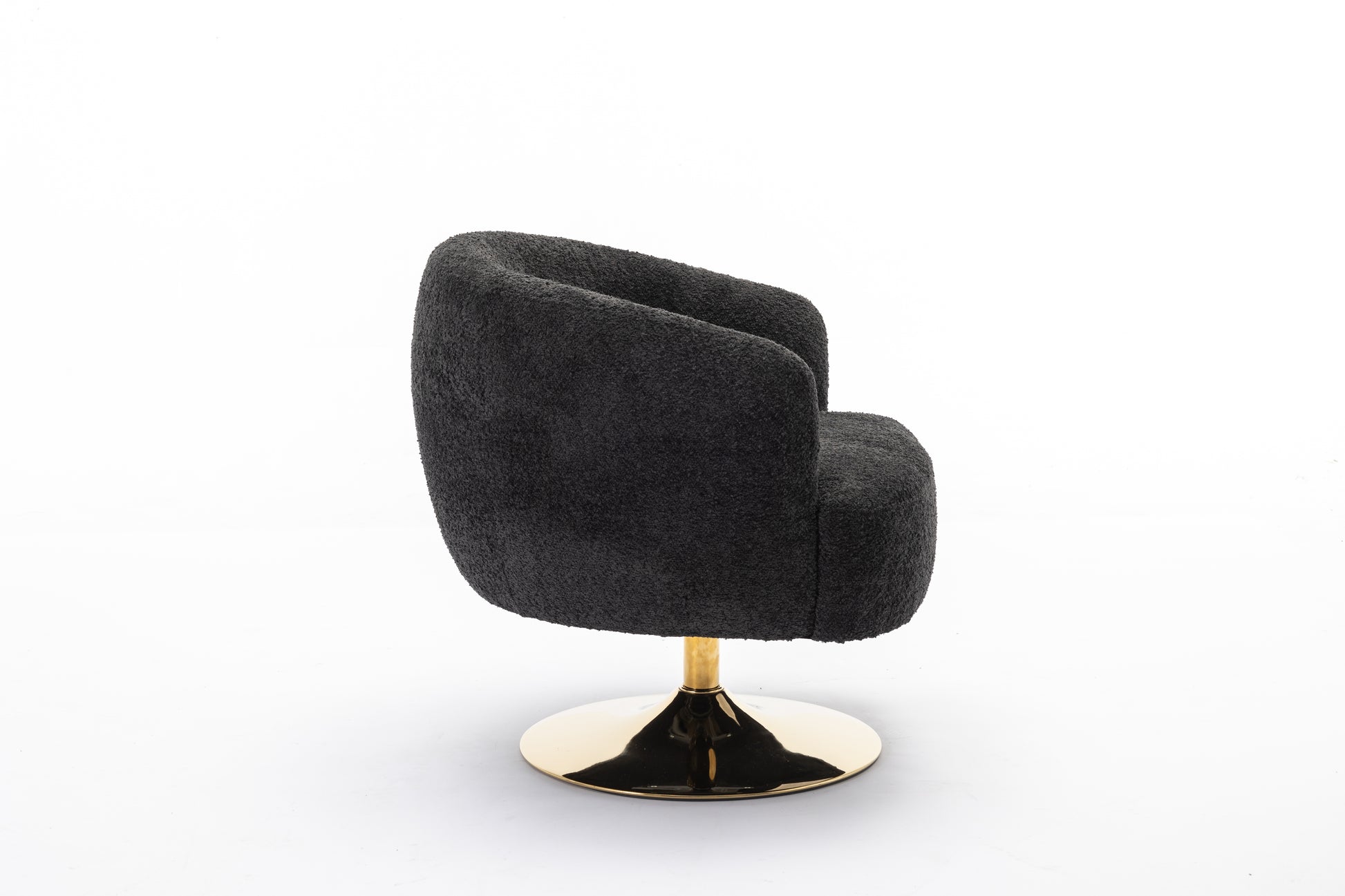 048 Chenille Fabric Accent Swivel Chair With Gold Metal Round Base,Black Black White Primary Living Space Modern Eucalyptus Foam Chenille