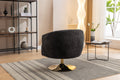 048 Chenille Fabric Accent Swivel Chair With Gold Metal Round Base,Black Black White Primary Living Space Modern Eucalyptus Foam Chenille
