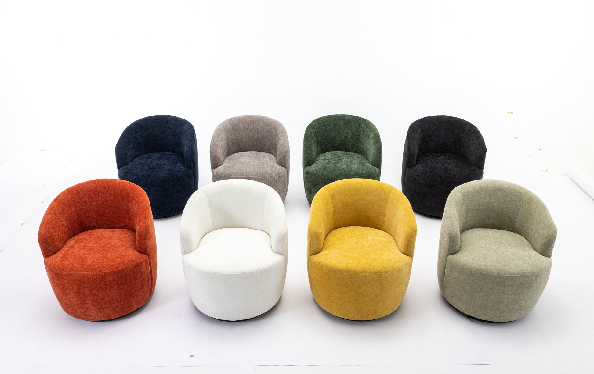 037 Chenille Fabric Swivel Accent Armchair Barrel Chair With Black Powder Coating Metal Ring,Gray Gray Primary Living Space Modern Eucalyptus Foam Chenille