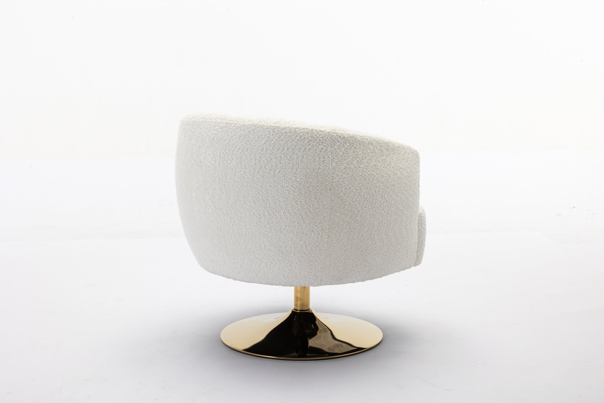 048 Chenille Fabric Accent Swivel Chair With Gold Metal Round Base,White White Primary Living Space Modern Eucalyptus Foam Chenille