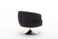 048 Chenille Fabric Accent Swivel Chair With Gold Metal Round Base,Black Black White Primary Living Space Modern Eucalyptus Foam Chenille