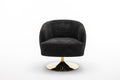 048 Chenille Fabric Accent Swivel Chair With Gold Metal Round Base,Black Black White Primary Living Space Modern Eucalyptus Foam Chenille