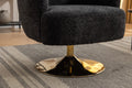 048 Chenille Fabric Accent Swivel Chair With Gold Metal Round Base,Black Black White Primary Living Space Modern Eucalyptus Foam Chenille