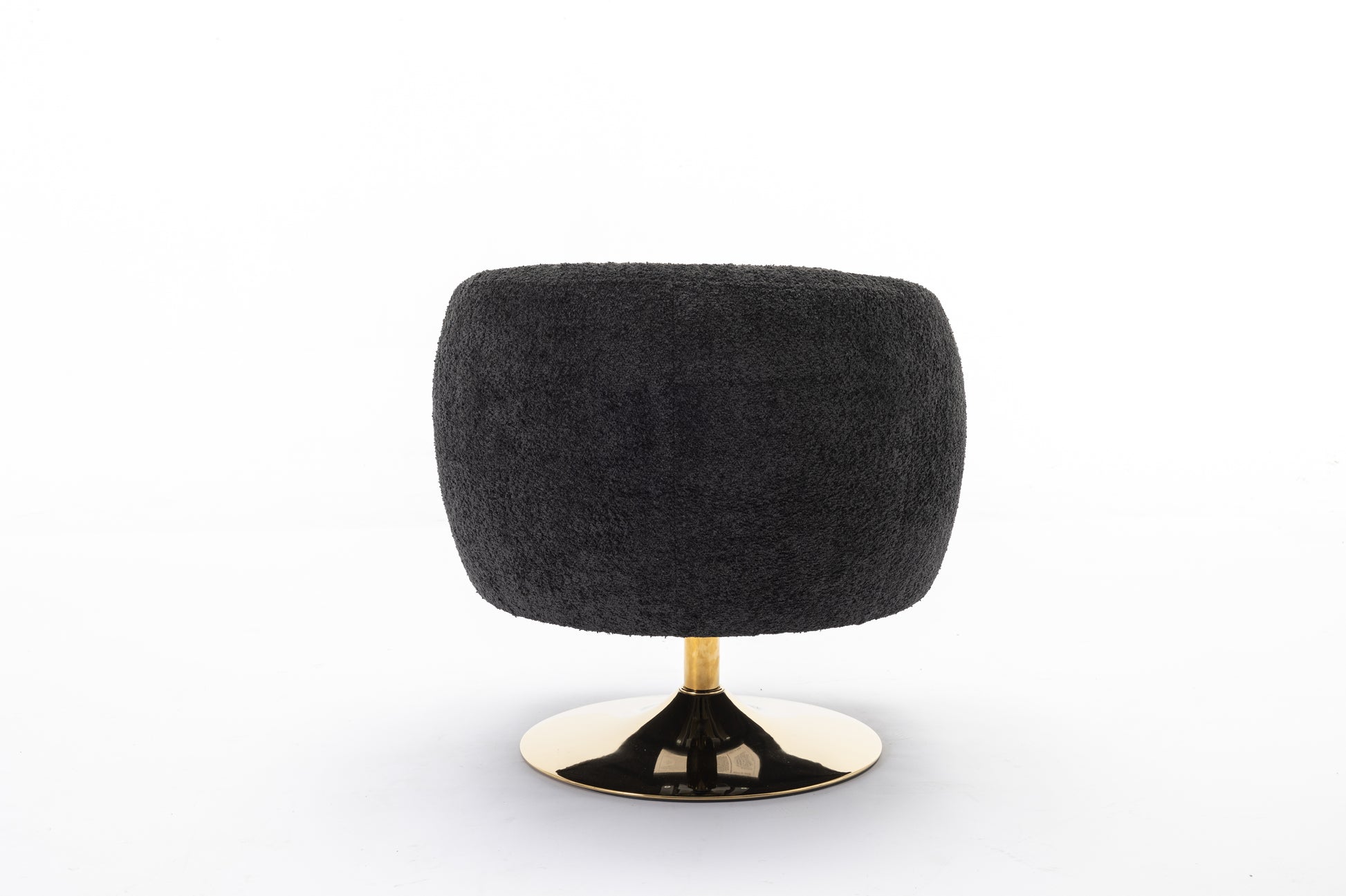 048 Chenille Fabric Accent Swivel Chair With Gold Metal Round Base,Black Black White Primary Living Space Modern Eucalyptus Foam Chenille