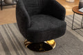 048 Chenille Fabric Accent Swivel Chair With Gold Metal Round Base,Black Black White Primary Living Space Modern Eucalyptus Foam Chenille