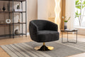 048 Chenille Fabric Accent Swivel Chair With Gold Metal Round Base,Black Black White Primary Living Space Modern Eucalyptus Foam Chenille
