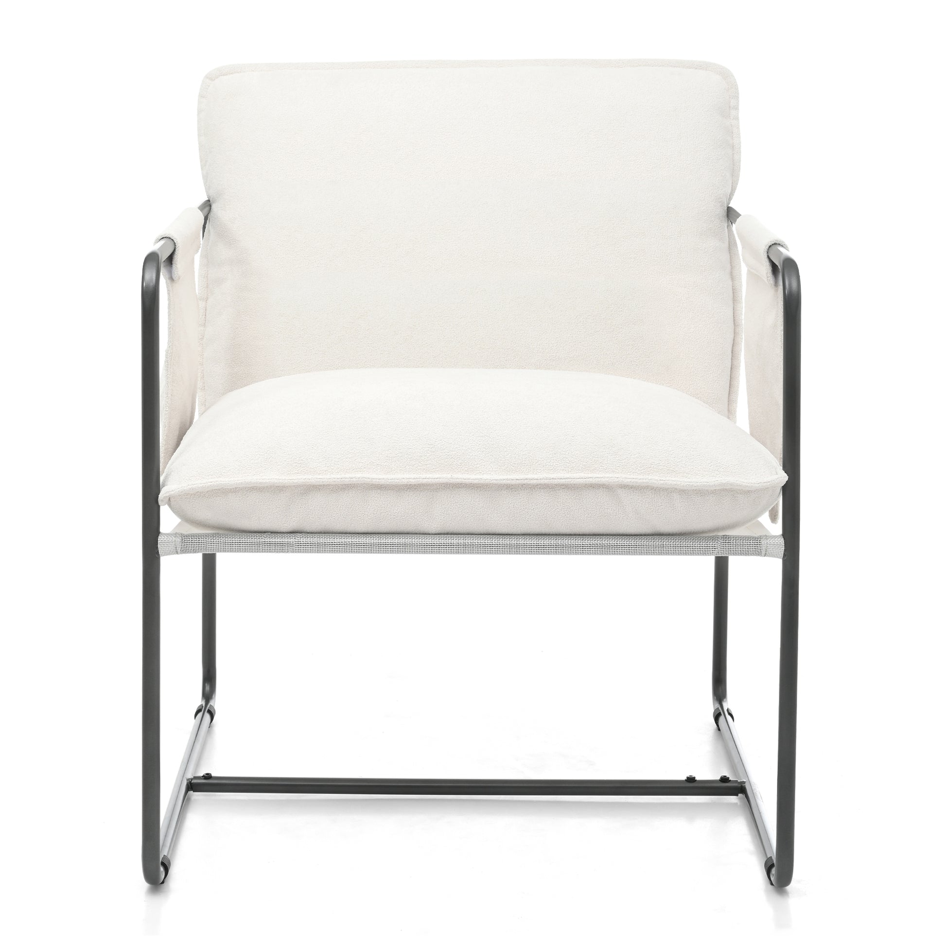 2 Sets 1 Case, Upholstered Hanging Armchair With Arm Pocket Metal Frame, Crushed Foamcushions And Skin Friendly Braid For Living Room And Bedroom. White Color White Foam Polyester