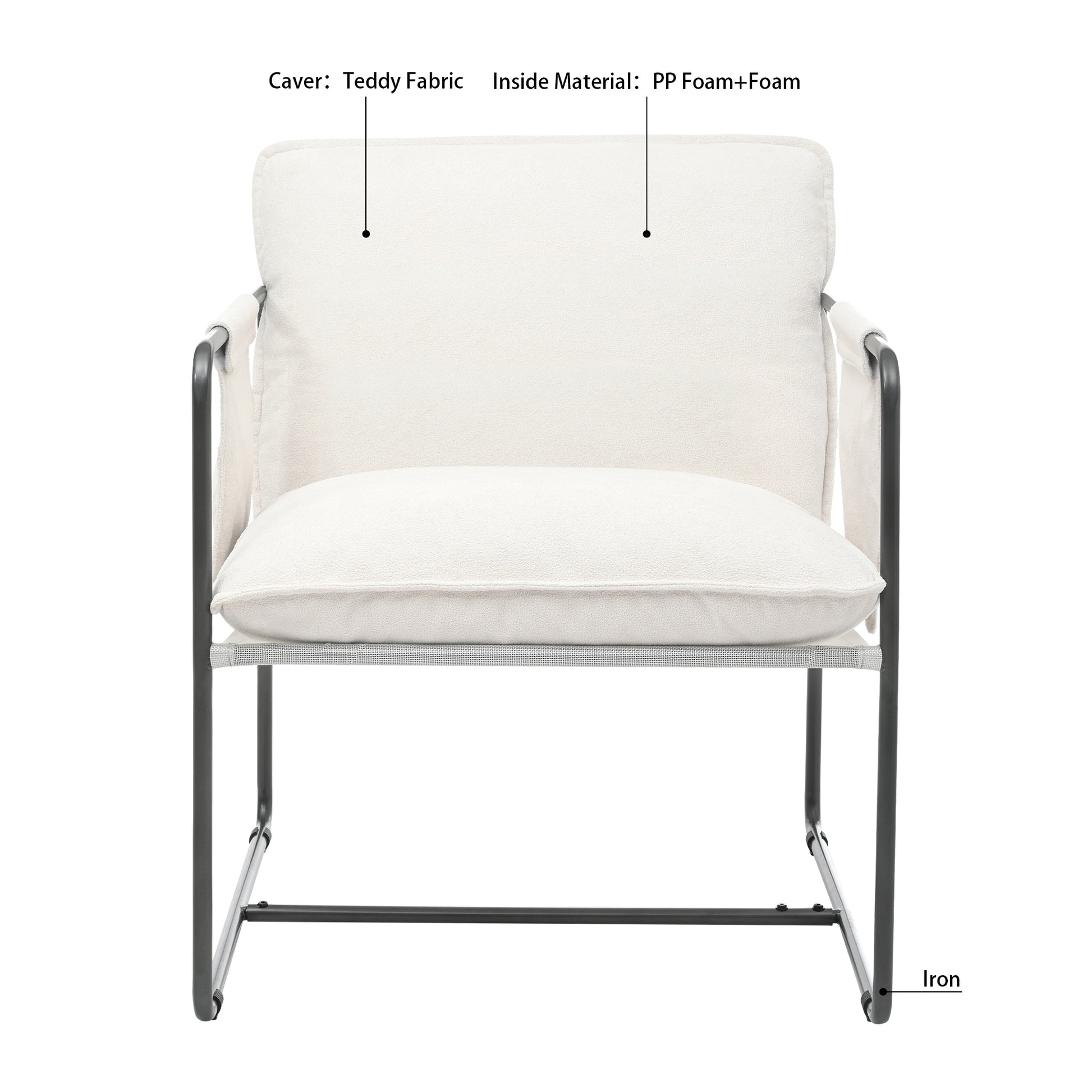 2 Sets 1 Case, Upholstered Hanging Armchair With Arm Pocket Metal Frame, Crushed Foamcushions And Skin Friendly Braid For Living Room And Bedroom. White Color White Foam Polyester