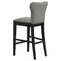 Grey And Black Stool With Trim Set Of 2 Grey Dining Room Wipe Clean Transitional Bar Stools Solid Back Foam Upholstered