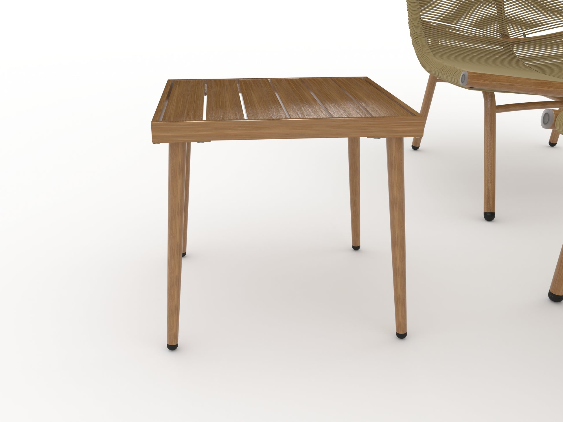 Chaise Lounge Chair With Table For Outdoor Indoor Wood Color Alloy Frame 380Lbs Capacity With Cushion Recliner For Camping Gaming Lunch Break Garden Party Sunbathing Wood Iron