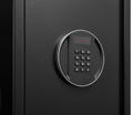 Black Steel Cabinet, With Inner Safe Box, Led Lights, Removable Shelf And Rack. Black Steel