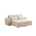 Convertible 3 In 1 Sleeper Sofa And Sectional Sofa With 4 Storage Space For Living Room,Corduroy Couch With 4 Pillows,Corduroy Beige Corduroy 3 Seat
