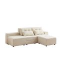Convertible 3 In 1 Sleeper Sofa And Sectional Sofa With 4 Storage Space For Living Room,Corduroy Couch With 4 Pillows,Corduroy Beige Corduroy 3 Seat