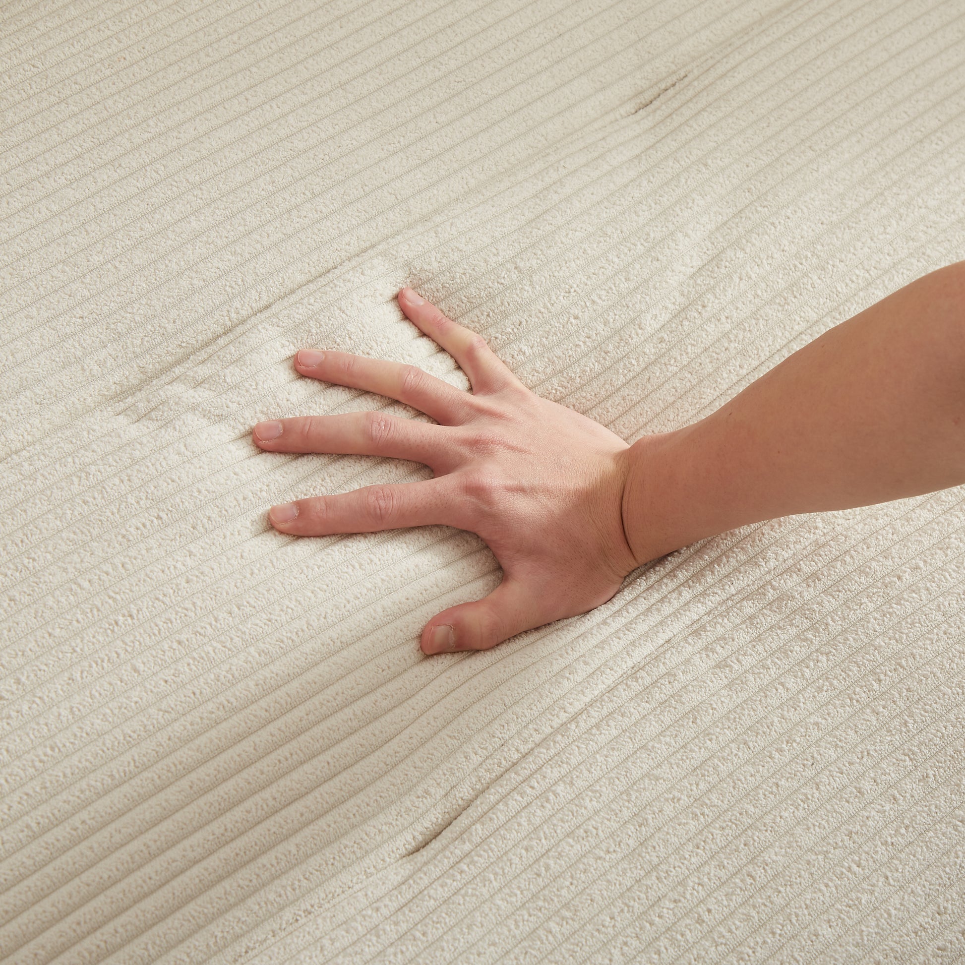 Convertible 3 In 1 Sleeper Sofa And Sectional Sofa With 4 Storage Space For Living Room,Corduroy Couch With 4 Pillows,Corduroy Beige Corduroy 3 Seat