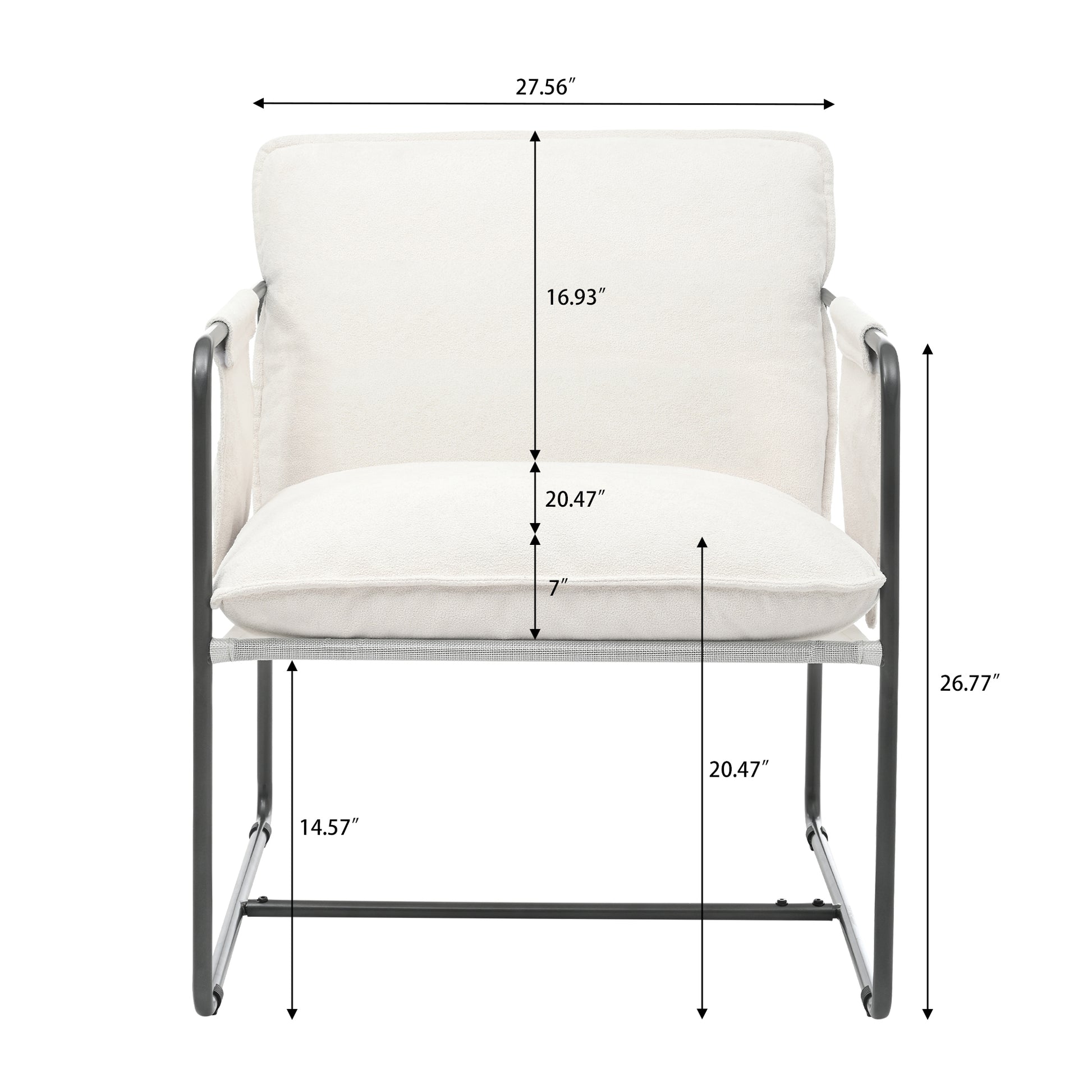 2 Sets 1 Case, Upholstered Hanging Armchair With Arm Pocket Metal Frame, Crushed Foamcushions And Skin Friendly Braid For Living Room And Bedroom. White Color White Foam Polyester