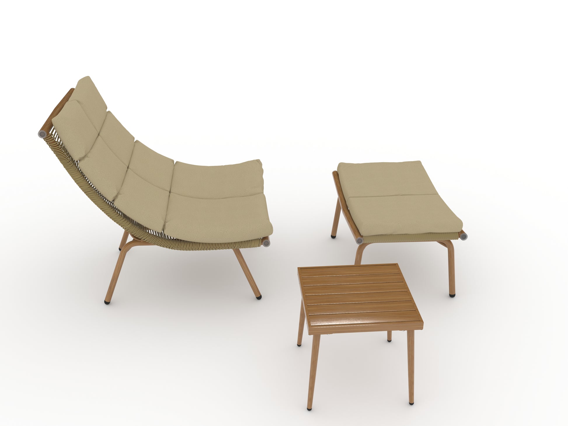 Chaise Lounge Chair With Table For Outdoor Indoor Wood Color Alloy Frame 380Lbs Capacity With Cushion Recliner For Camping Gaming Lunch Break Garden Party Sunbathing Wood Iron