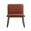 Brown Minimalist Armless Sofa Chair With Pu Backrest And Black Metal Legs, Suitable For Offices, Restaurants, Kitchens, And Bedrooms Brown Metal