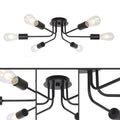 Modern Sputnik Chandelier 6 Light Semi Flush Mount Ceiling Lighting Cotemporary Industrial Brushed Nickel Ceiling Fixture Black Metal