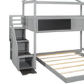 Twin Over Full House Bunk Bed With Storage Staircase And Blackboard,Gray Old Sku: Gx001701Aae Box Spring Not Required Gray Wood Bedroom Bunk Pine