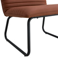 Brown Minimalist Armless Sofa Chair With Pu Backrest And Black Metal Legs, Suitable For Offices, Restaurants, Kitchens, And Bedrooms Brown Metal