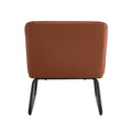 Brown Minimalist Armless Sofa Chair With Pu Backrest And Black Metal Legs, Suitable For Offices, Restaurants, Kitchens, And Bedrooms Brown Metal