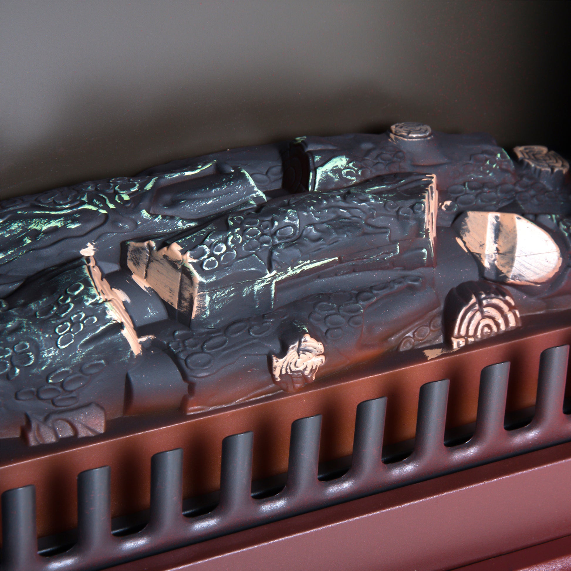 Homcom 22" Electric Fireplace Heater, Freestanding Fire Place Stove With Realistic Led Flames And Logs, And Overheating Protection, 750W 1500W, Red Red Tempered Glass