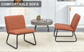 Brown Minimalist Armless Sofa Chair With Pu Backrest And Black Metal Legs, Suitable For Offices, Restaurants, Kitchens, And Bedrooms Brown Metal