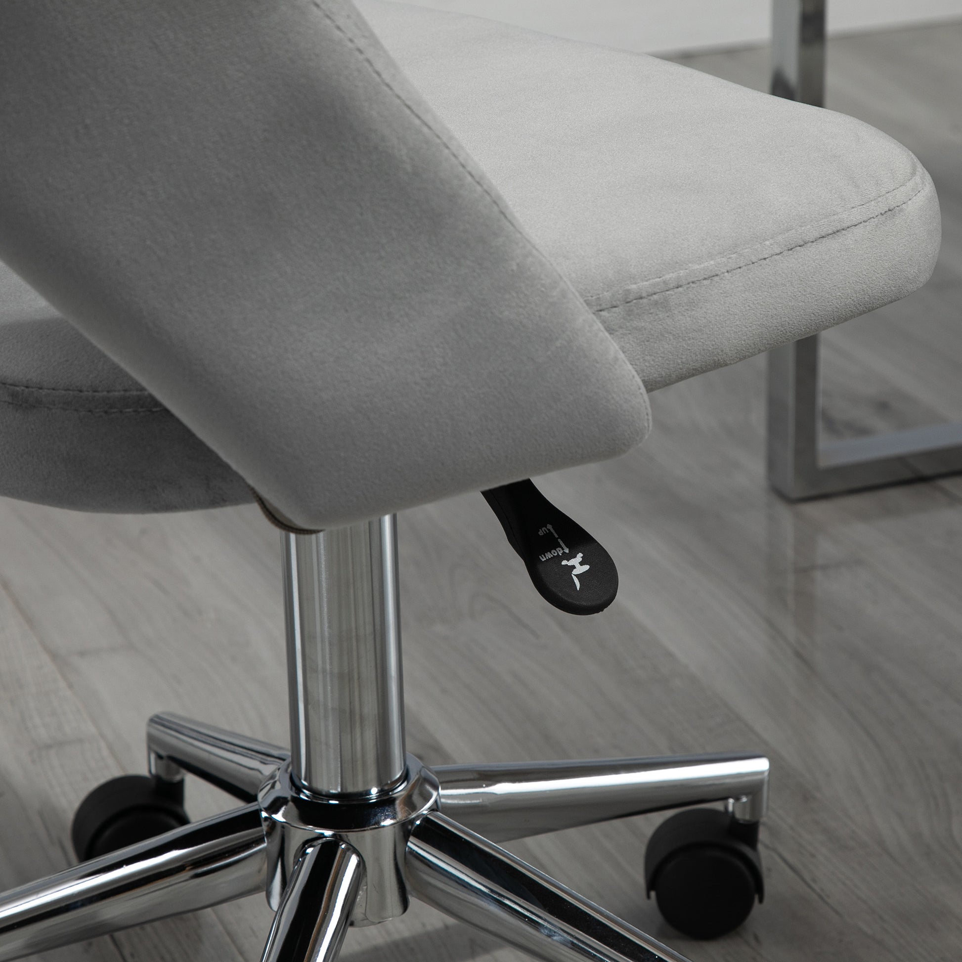 Vinsetto Modern Mid Back Office Chair With Velvet Fabric, Swivel Computer Armless Desk Chair With Hollow Back Design For Home Office, Grey Gray Polyester