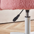 Set Of 1,Home Office Chair,Fluffy Fuzzy Comfortable Makeup Vanity Chair ,Swivel Desk Chair Height Adjustable Dressing Chair For Bedroom Pink White Fabric Metal