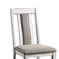 Set Of 2 Upholstered Side Chairs In Weathered White And Warm Gray Finish Solid Off White Dining Room Side Chair Wood Fabric